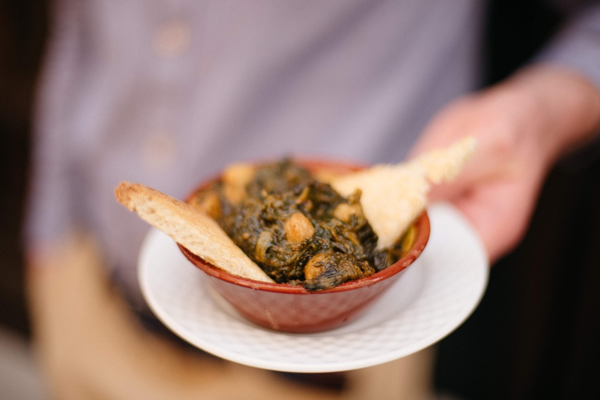 dish of spinach and garbanzos (chickpeas)