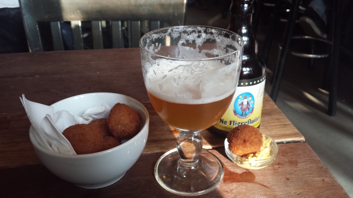 Bitterballen with beer in Amsterdam