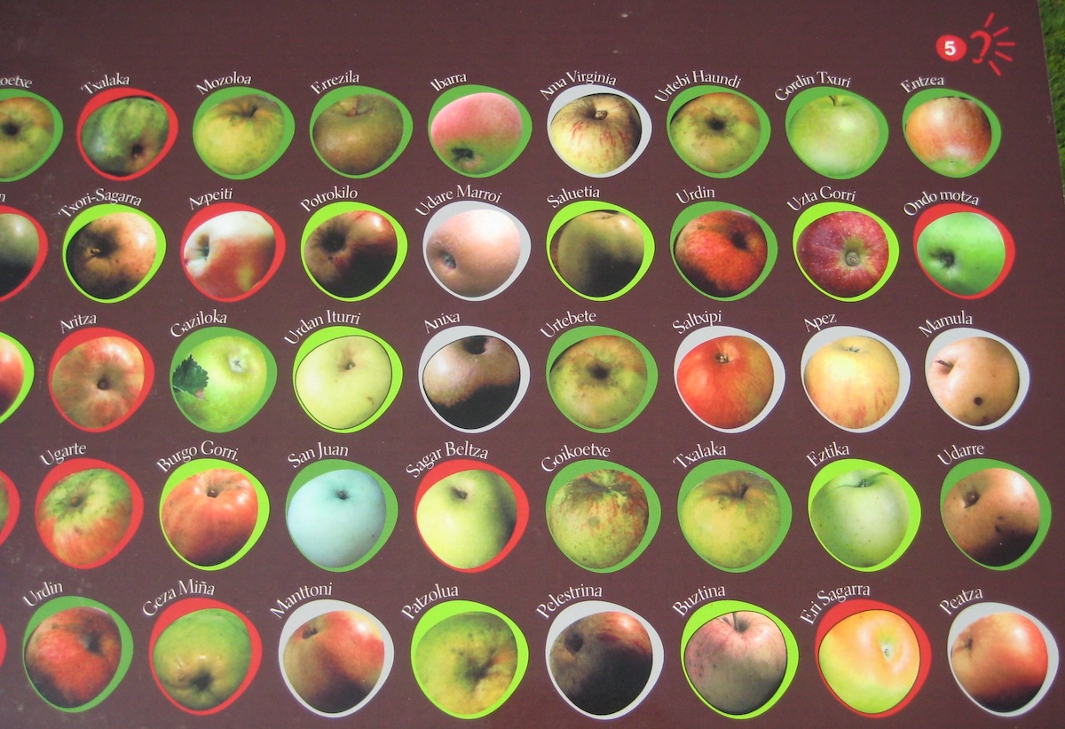 map with types of cider represented by apples