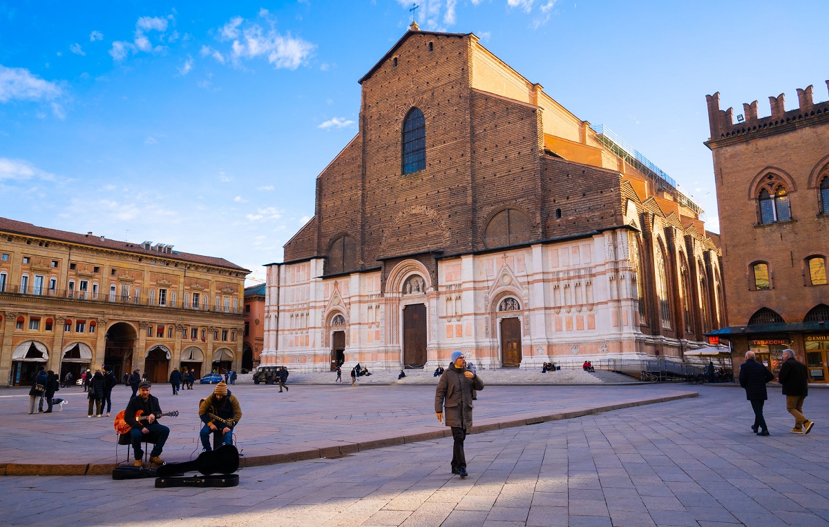 Basilica of San Petronio, in the center of Bologna Italy