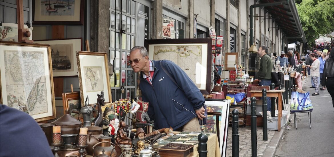 street flea market filled with things and people looking