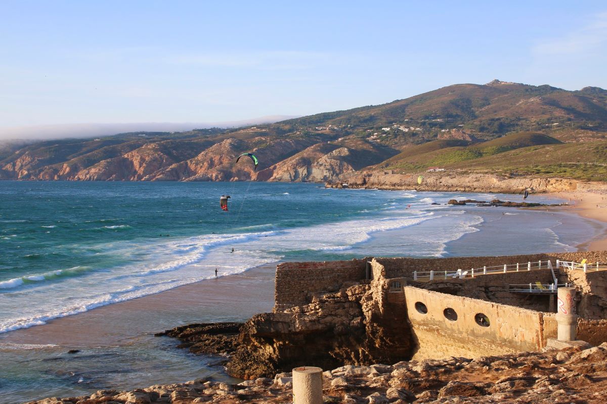 A beach not far from Lisbon on a sunny day.