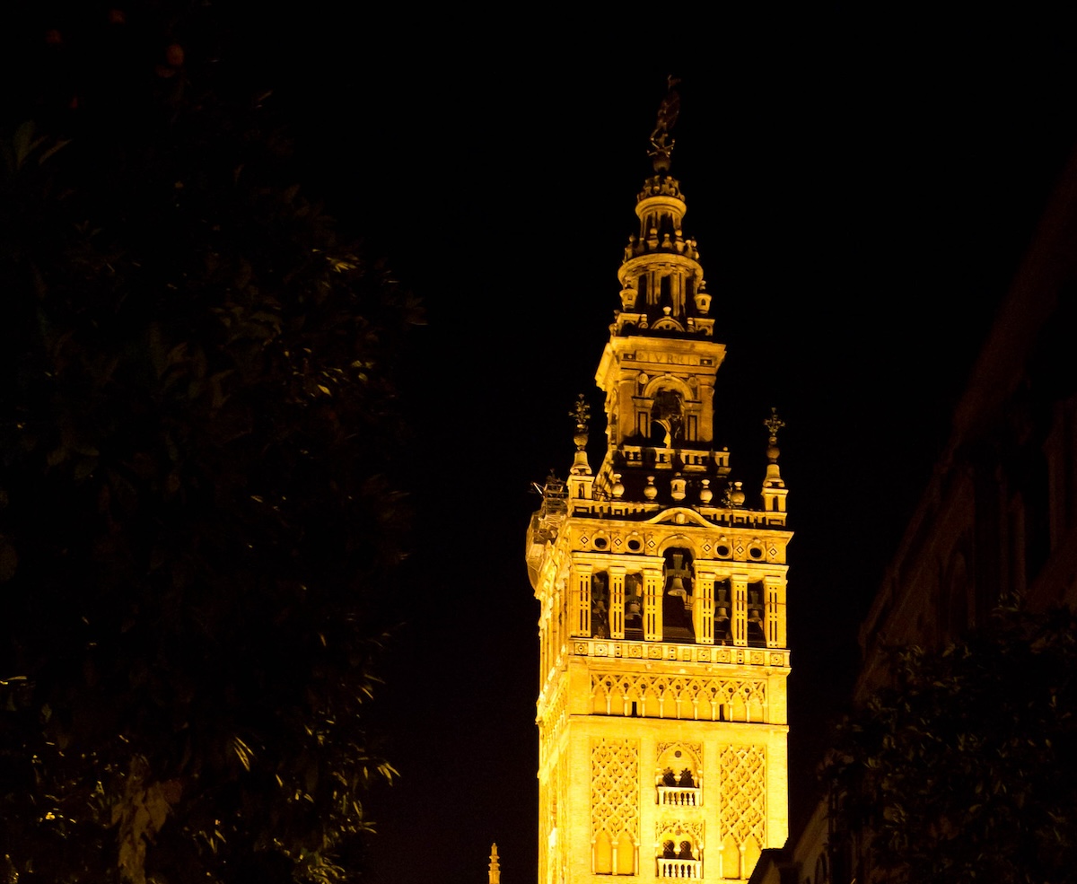 Seville’s Giralda at night