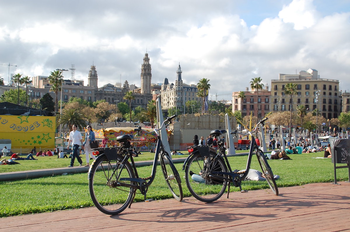 Bikes in a park in Barcelona