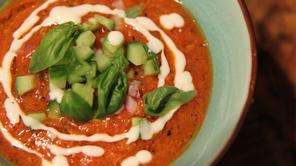 Close up of gazpacho in Seville