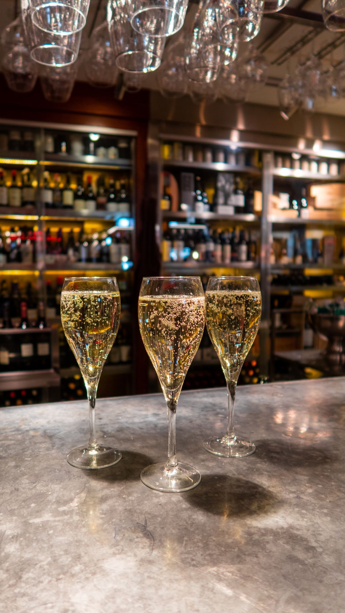 Glasses of cava in a Barcelona bar