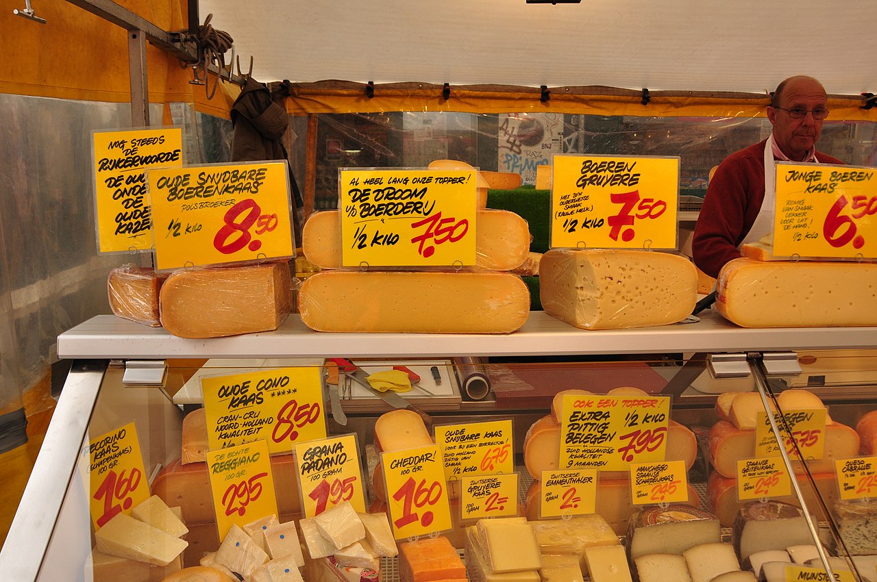 Cheese stand at Albert Cuypmarkt in Amsterdam