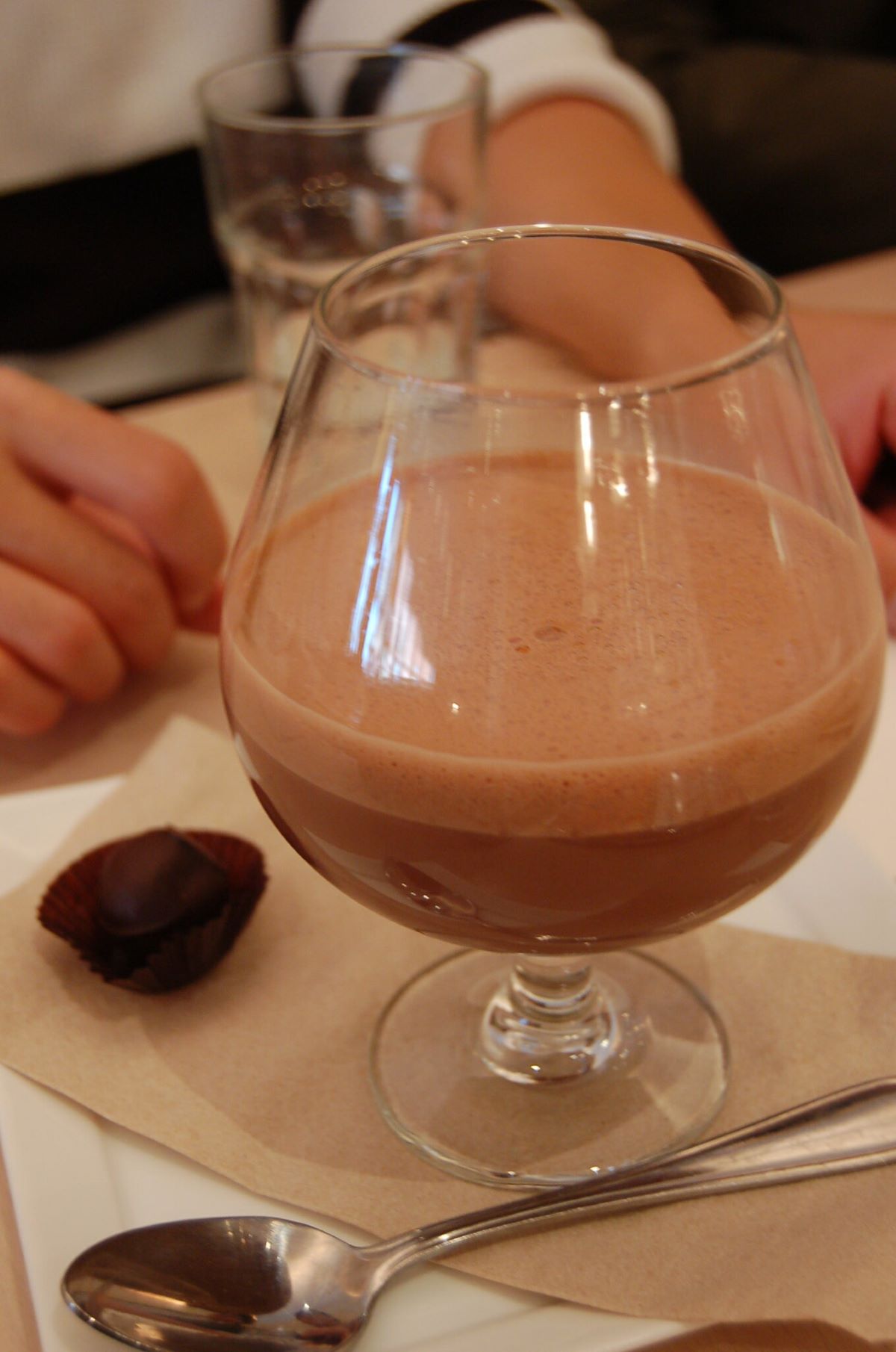 close-up of chocolate drink at Cacao Sampaka.