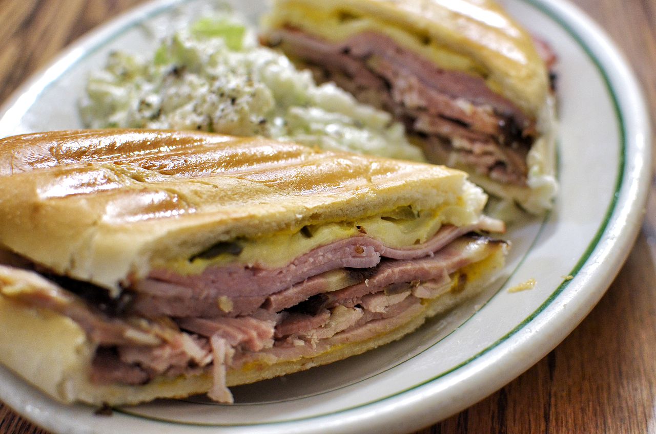 cuban sandwich with a side of slaw 