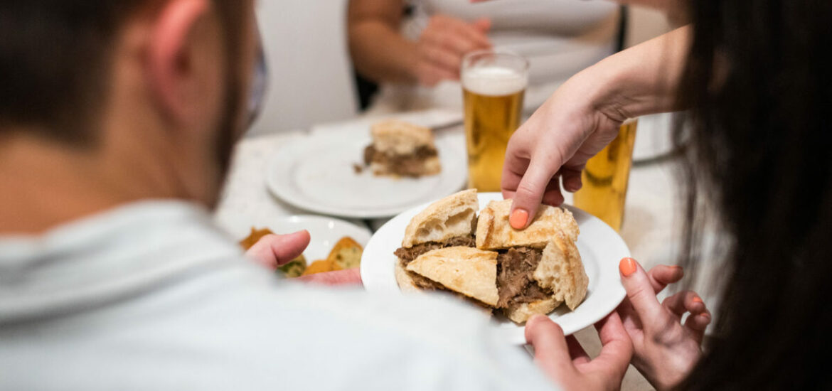 sandwich and beer