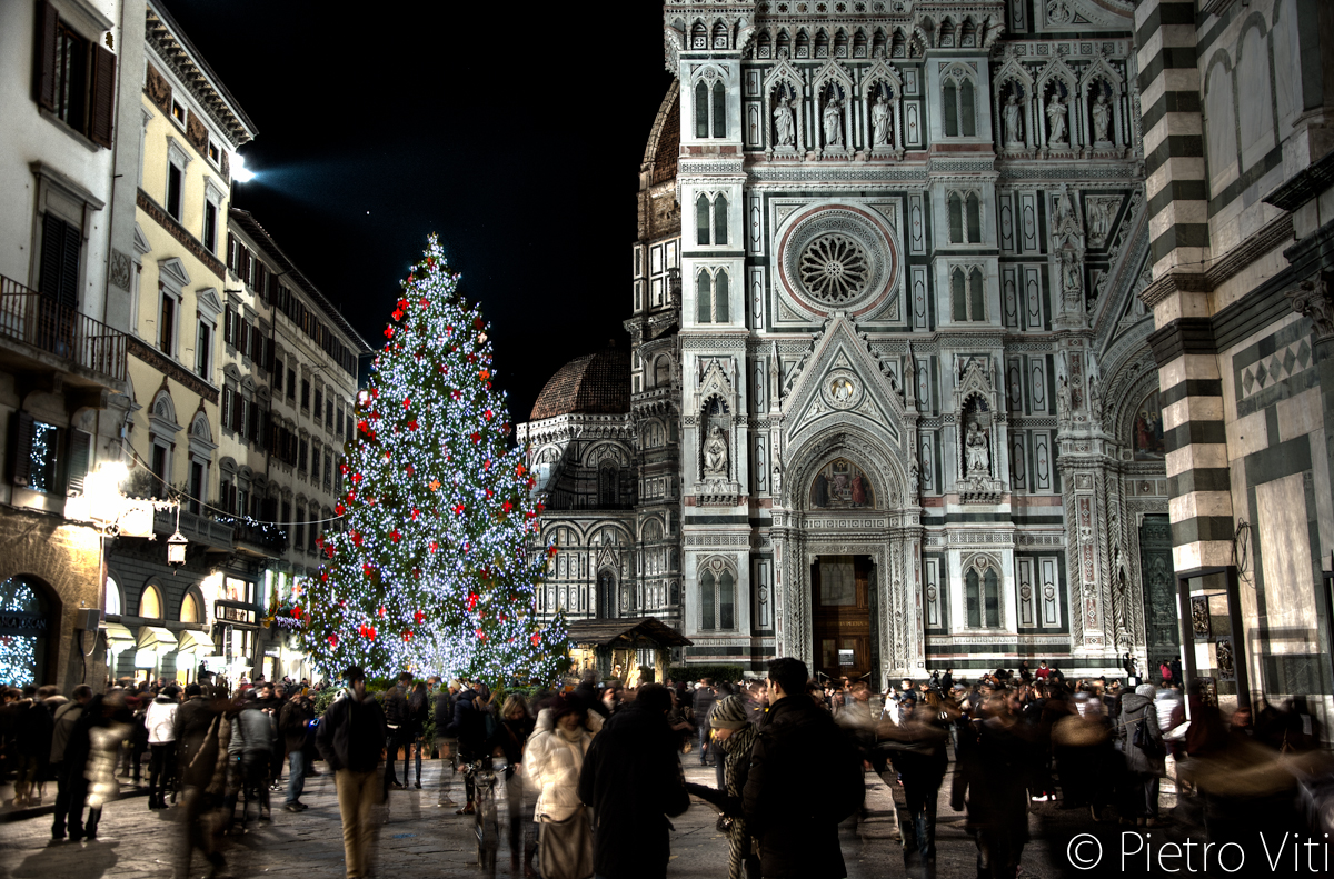 The Florence Duomo with Christmas tree in winter