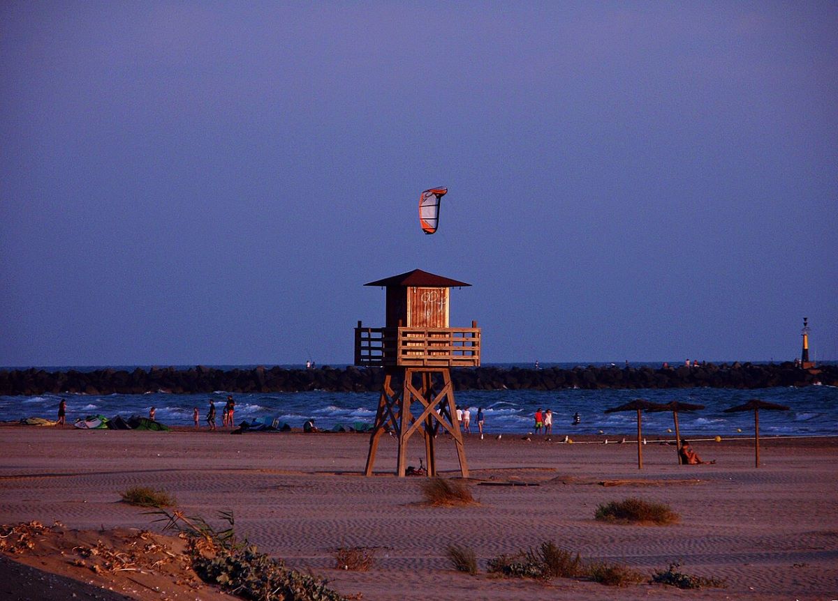 A life guard tower on the beach at Punta Umbría. 