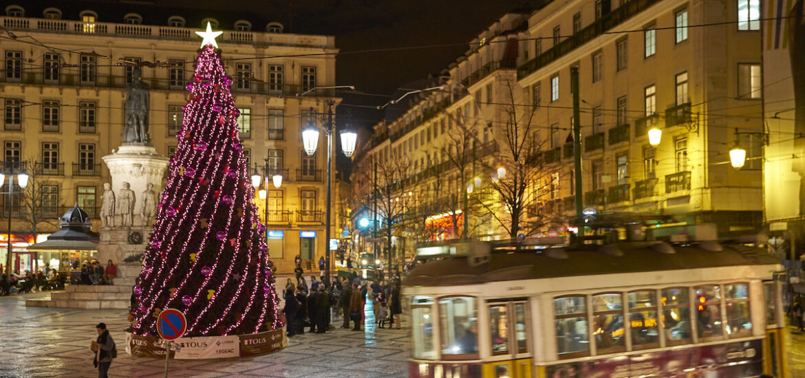 Christmas lights in Lisbon, Portugal