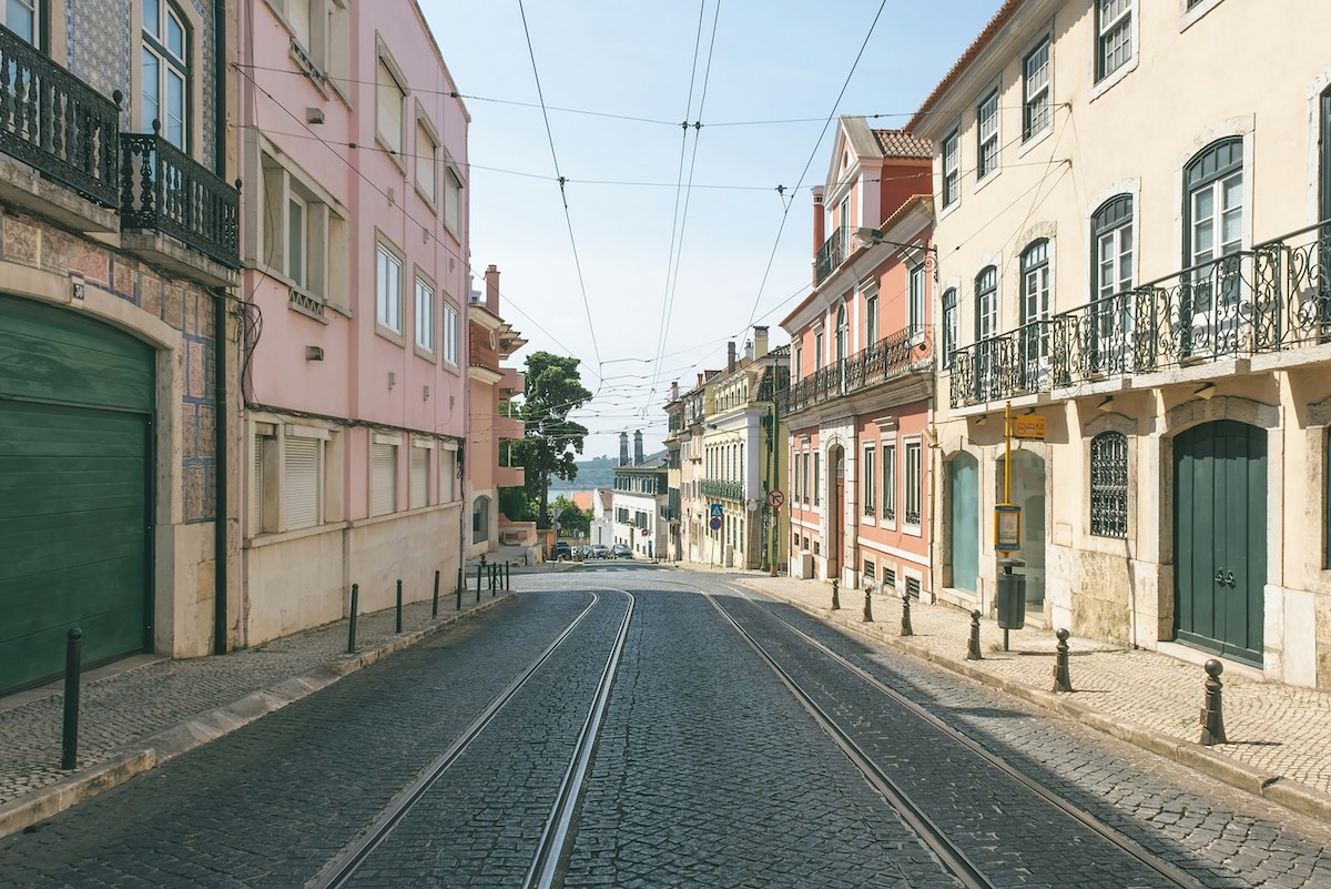 Lisbon in December, empty street