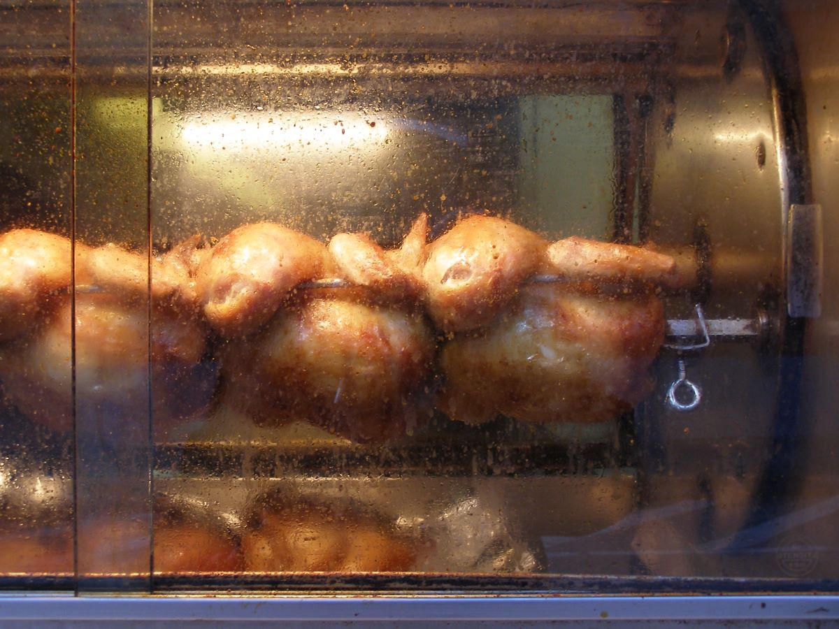 chickens roasting at a top secret spot in Lisbon. 