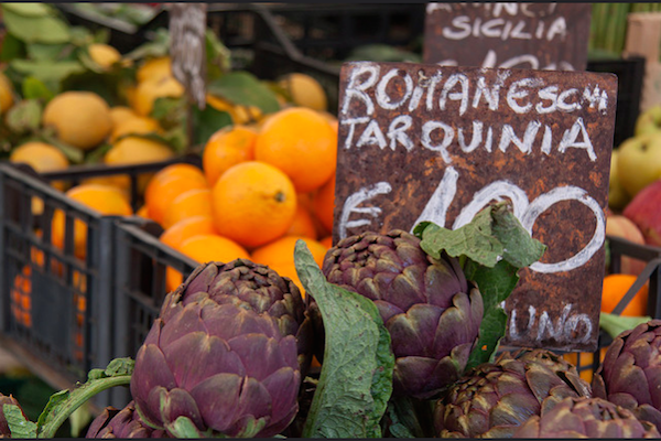 Purple artichokes from the Roman countryside are a springtime treat.