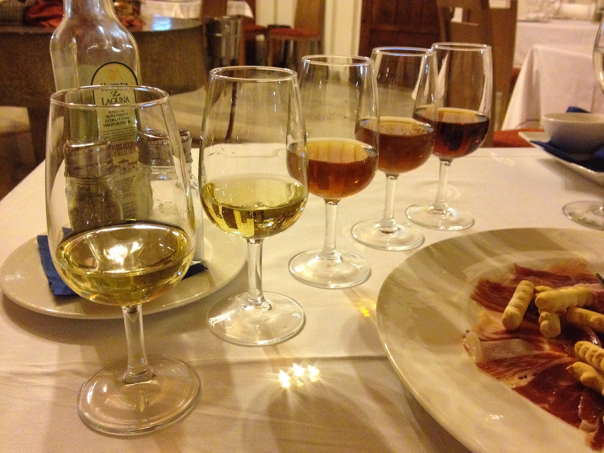 Spanish sherry wines selection