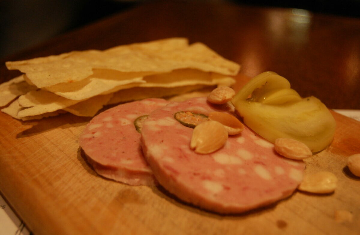 Slice of mortadella