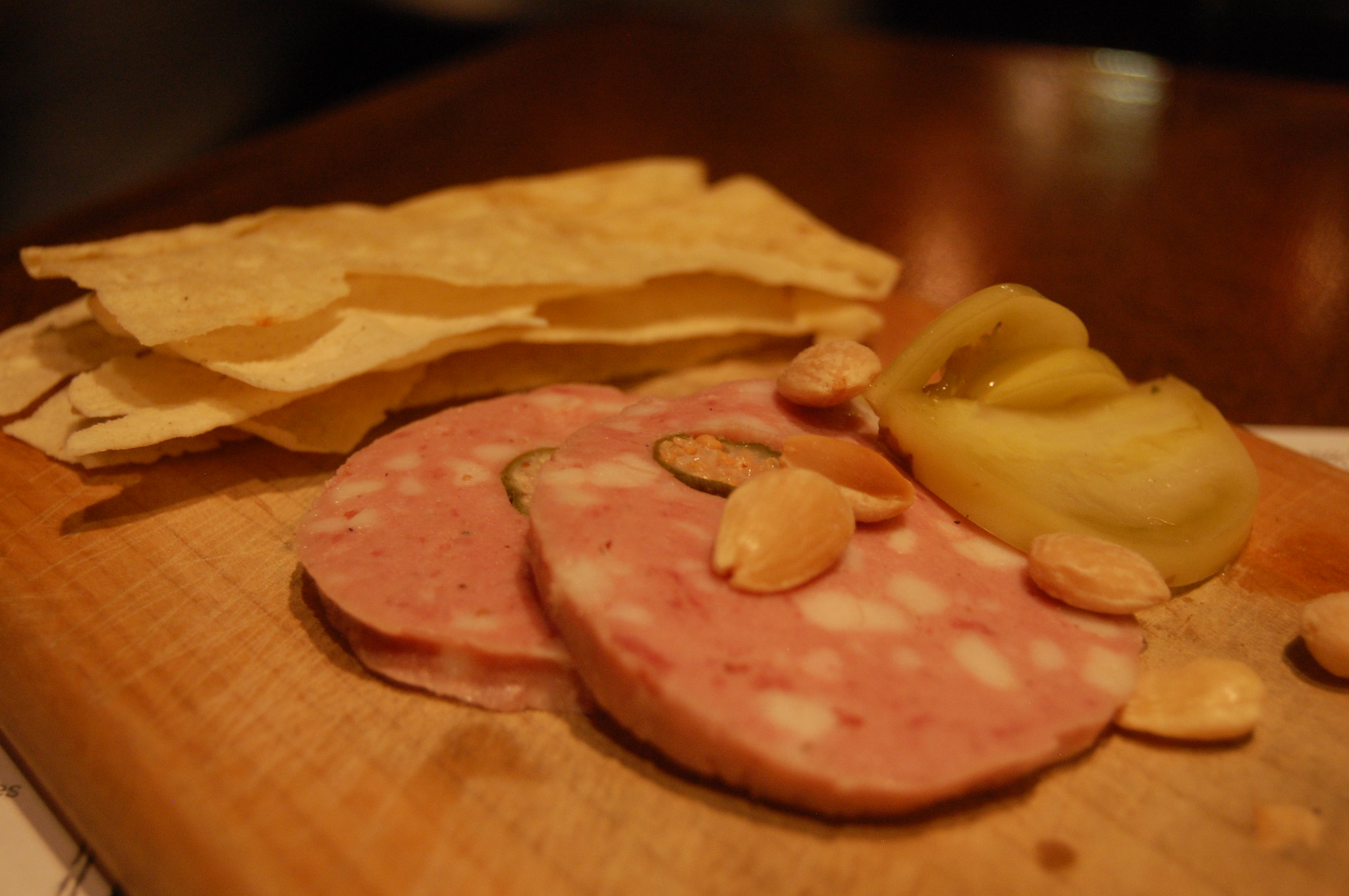 Slice of mortadella