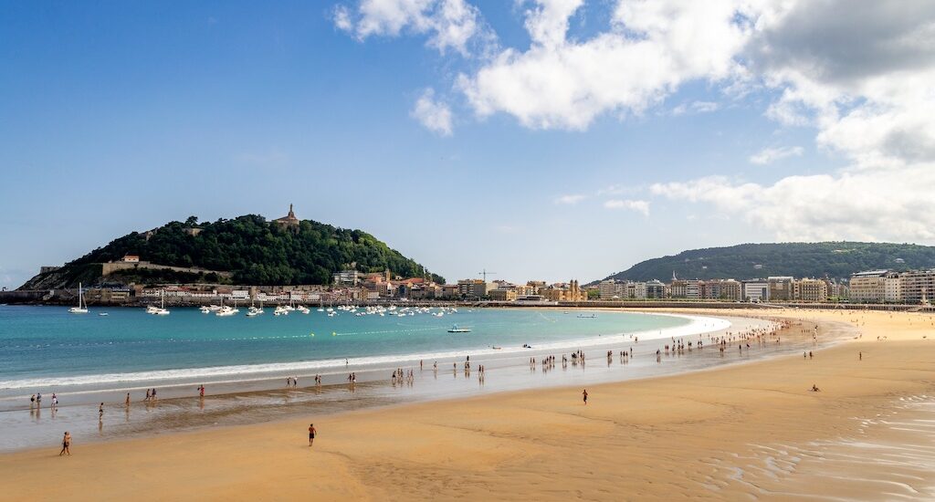 The Beach of La Concha is a crescent shaped urban seaboard of the city of San Sebastián located at the Bay of La Concha.