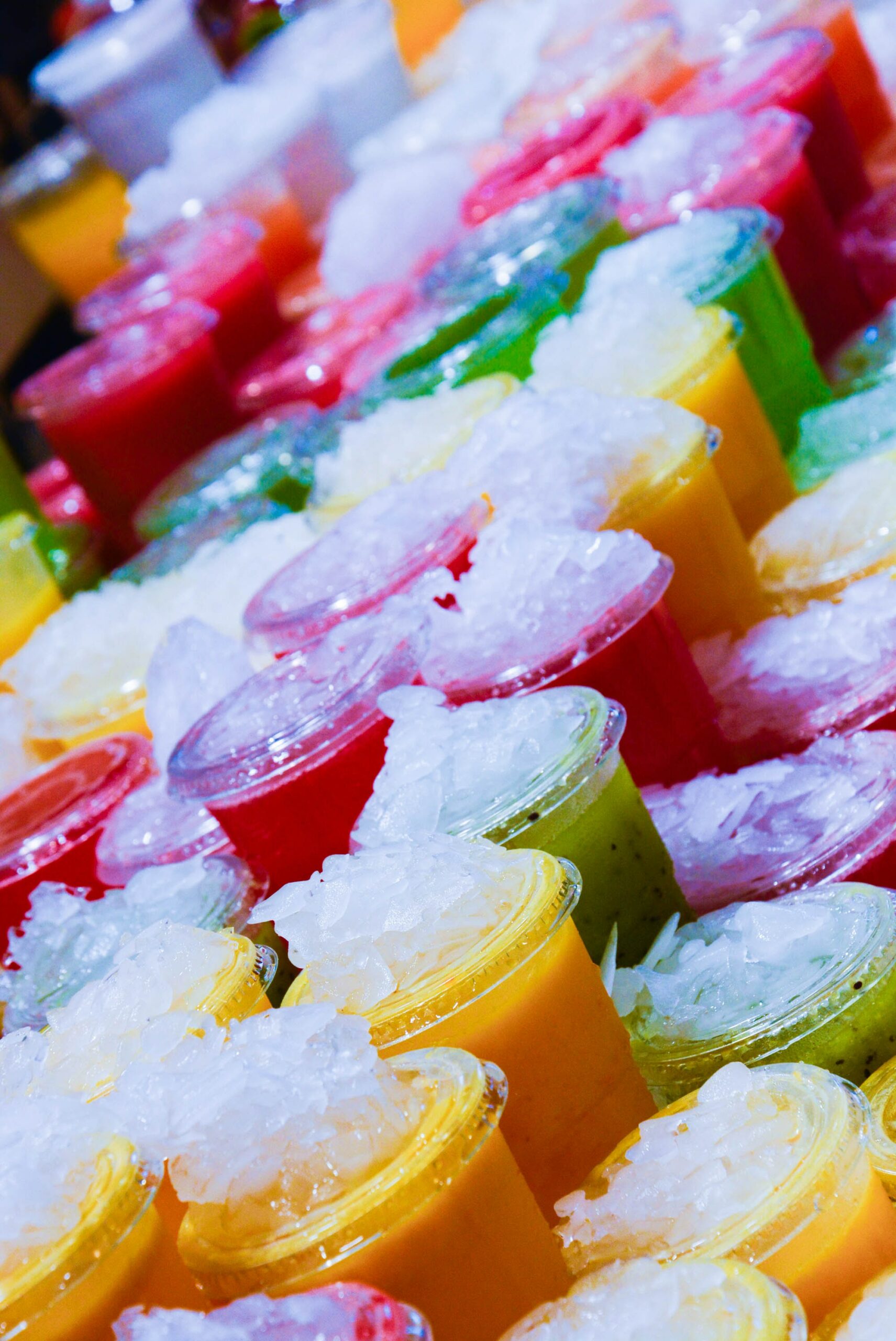 Colorful juices in La oqueria