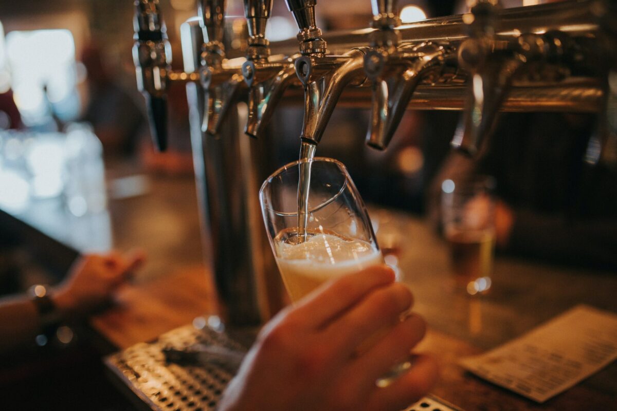 Beer being poured on tap