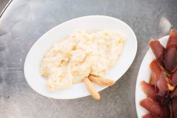 Ensaladilla rusa with shrimp