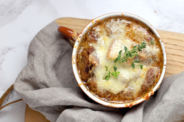 One of the most comforting options on this list of famous food in Paris: French onion soup.