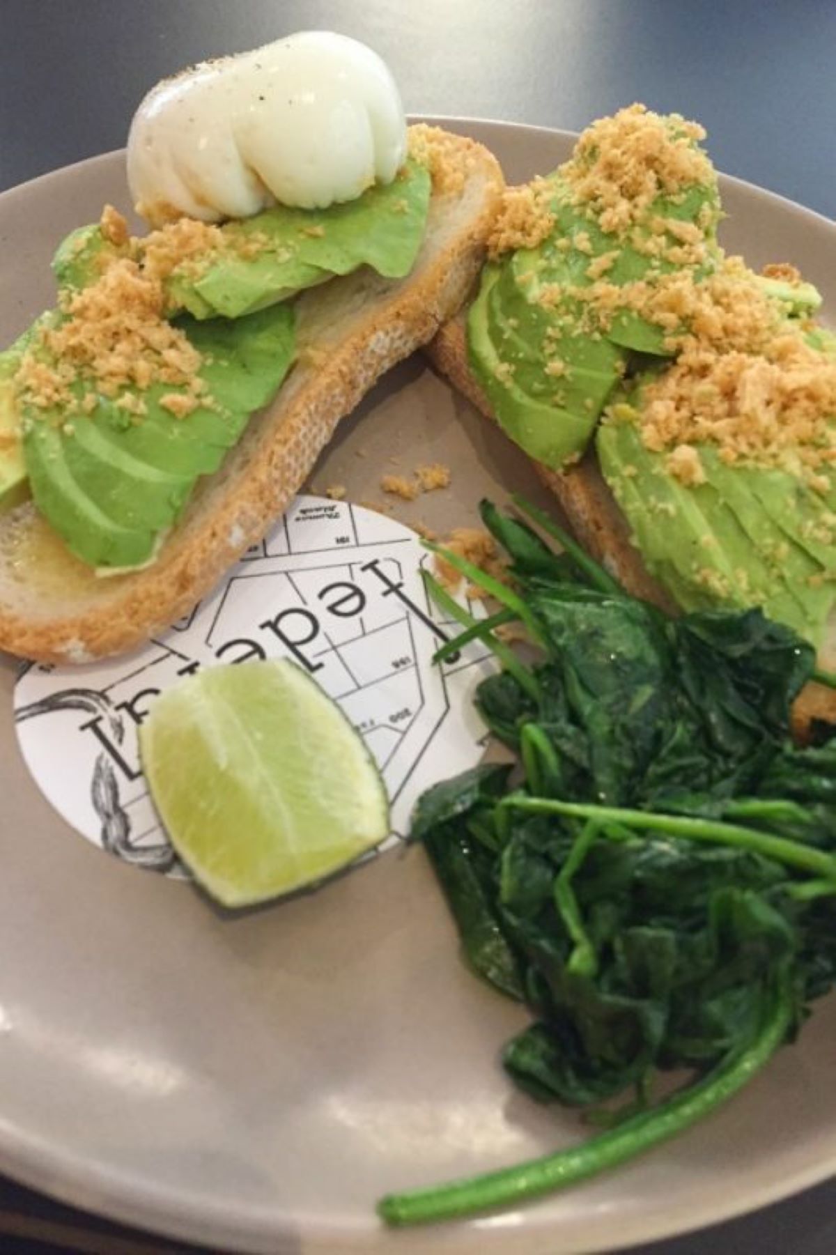 toast with avocado and spinach