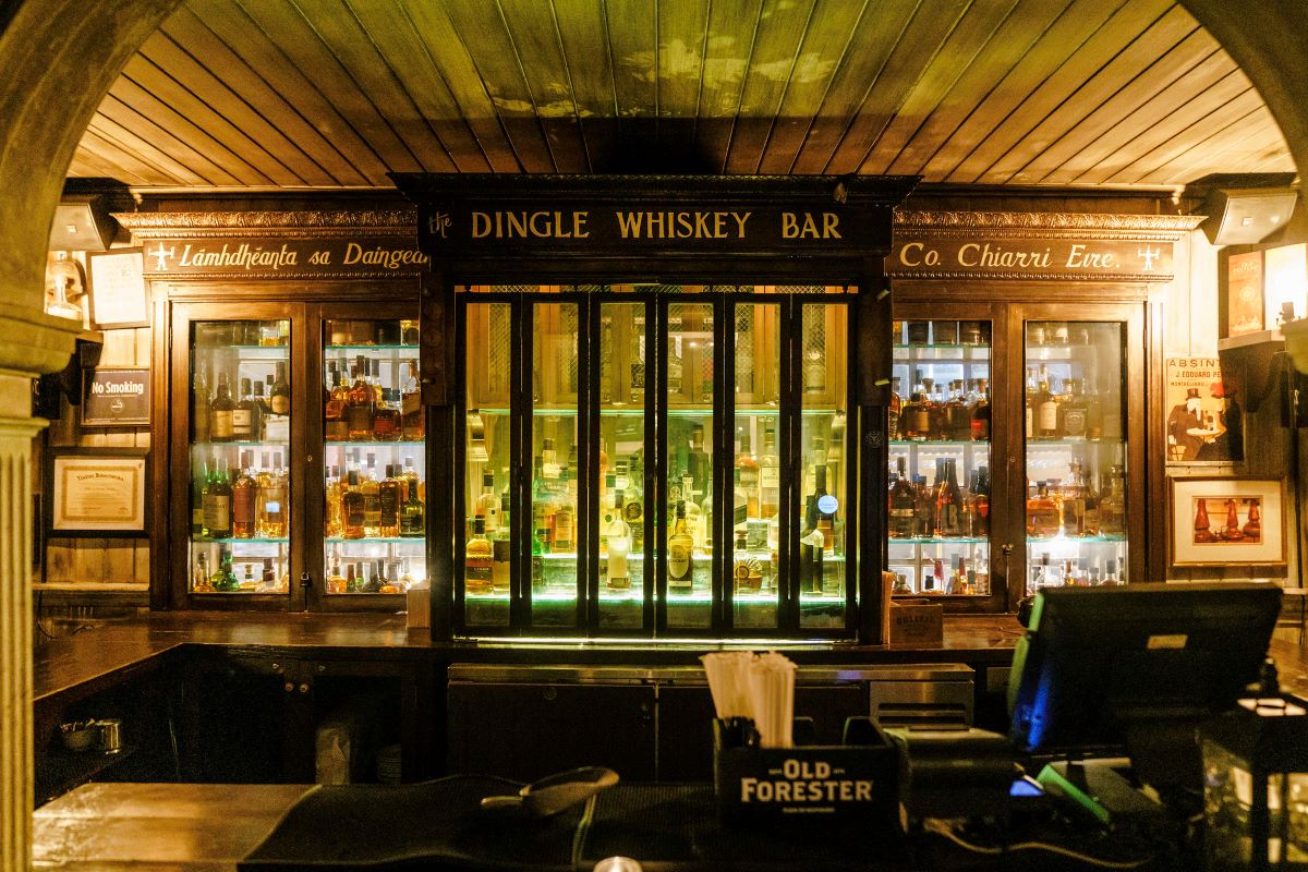 old dark bar with whisky bottles