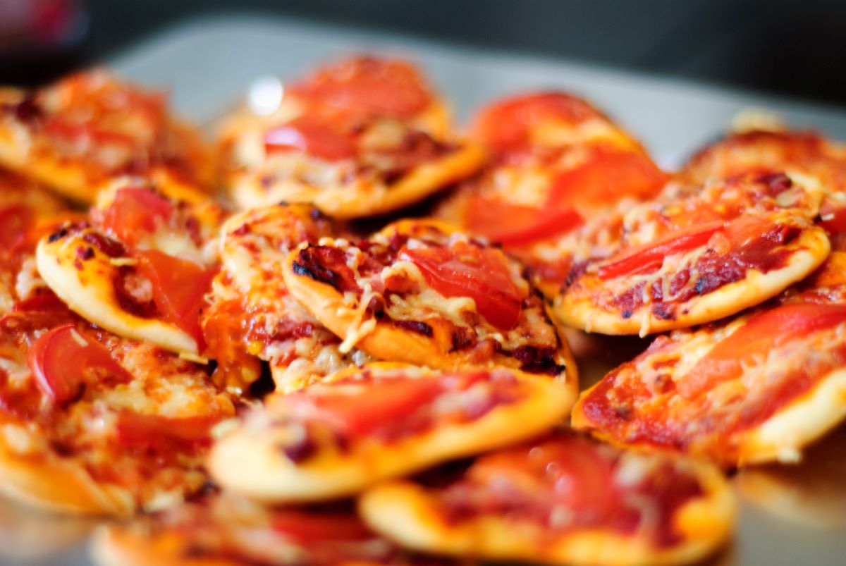 small heart shaped pizzas