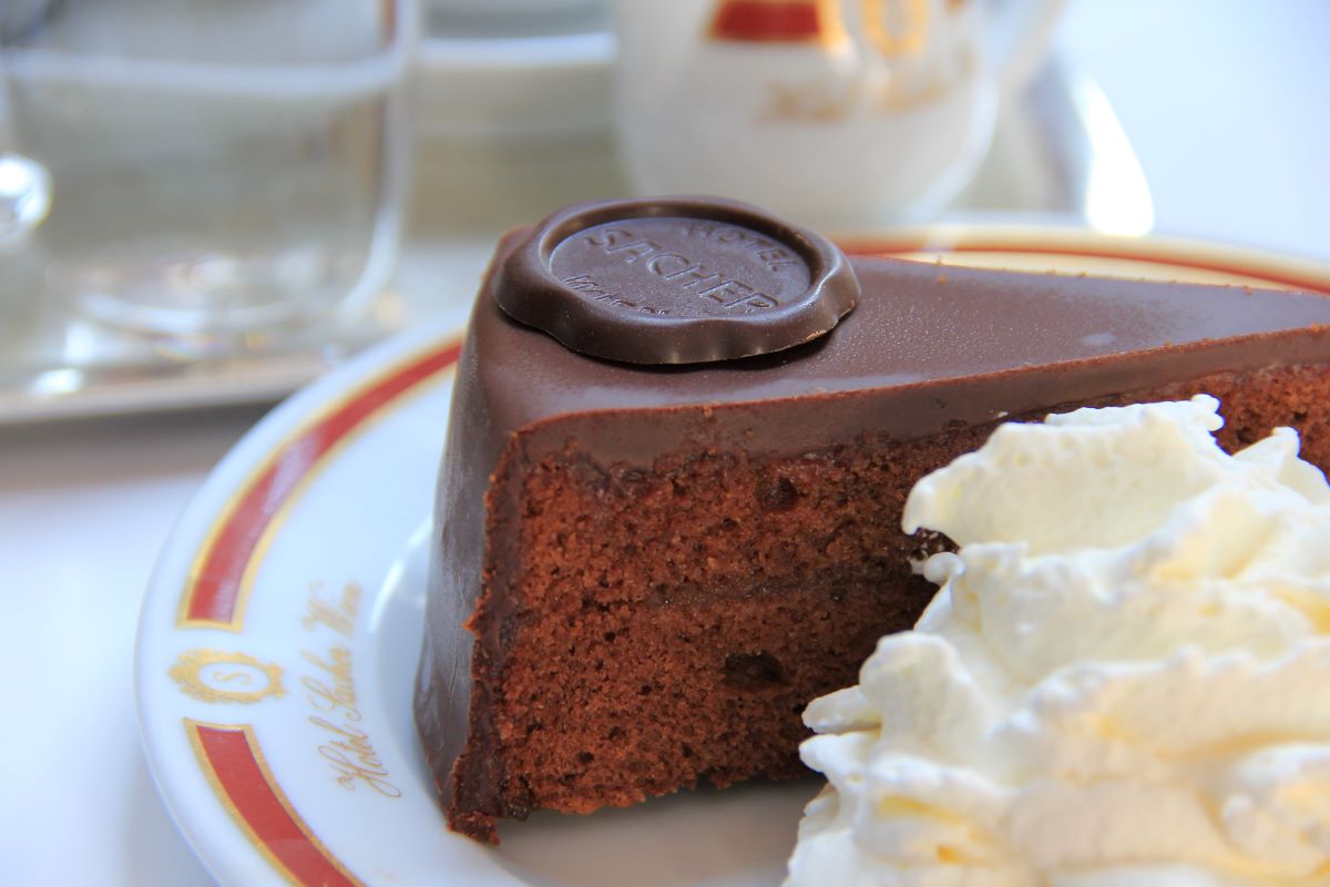 chocolate cake with whipped cream 