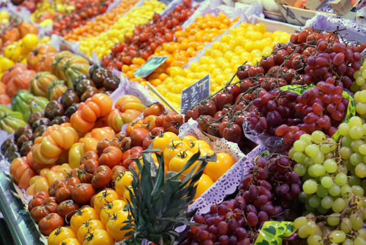 Fruit stand at a market in Spain