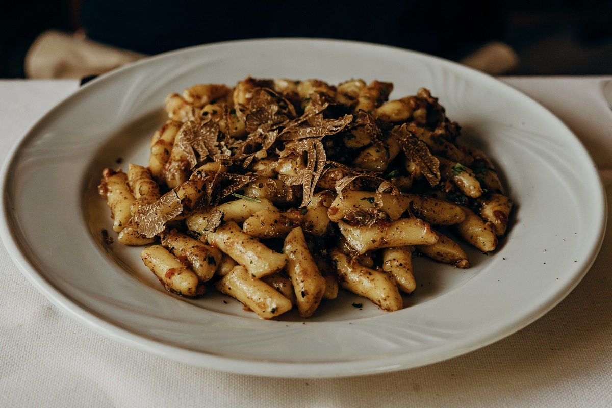 Plate of truffle pasta