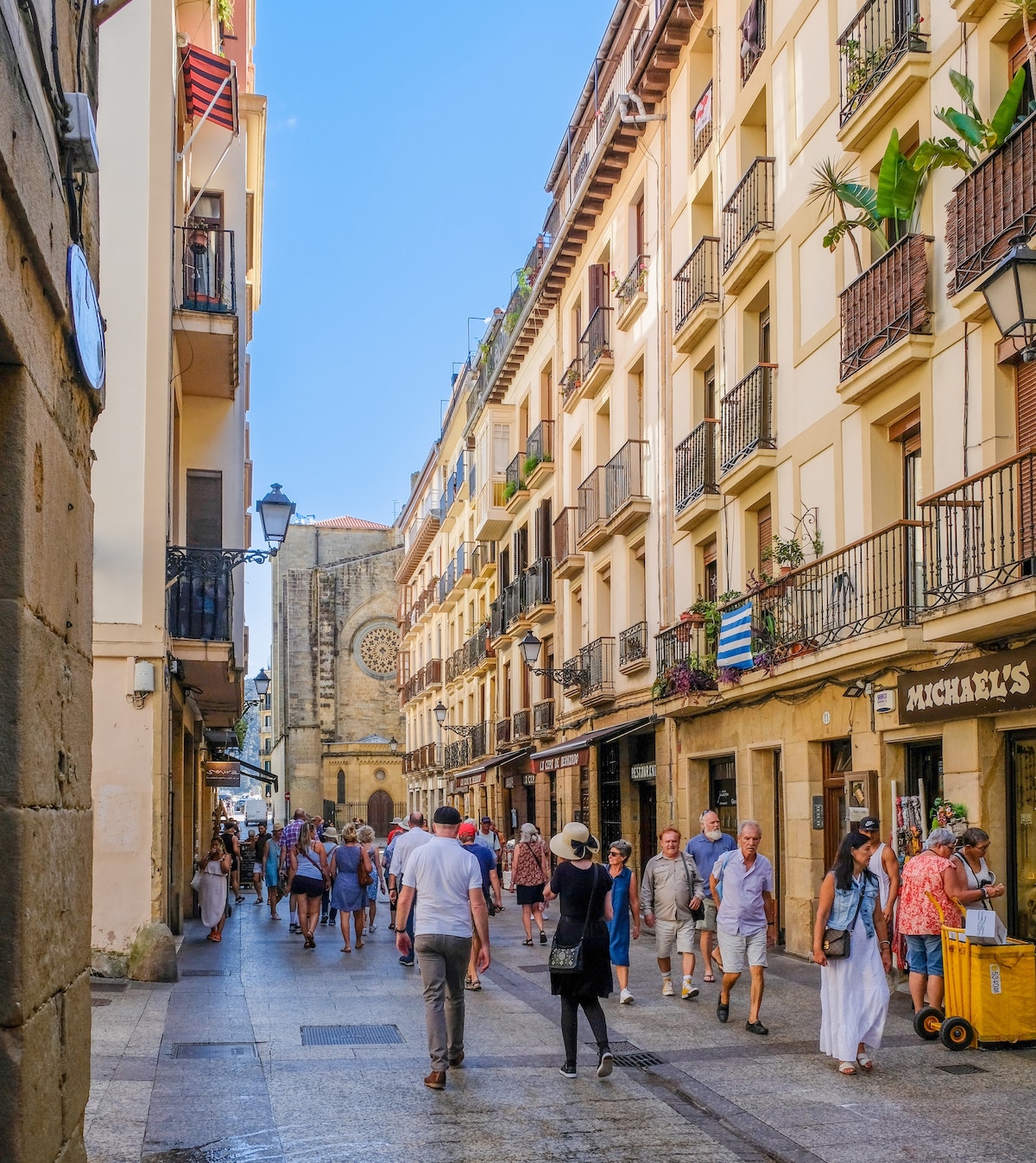 streets of san sebastian spain day people walking