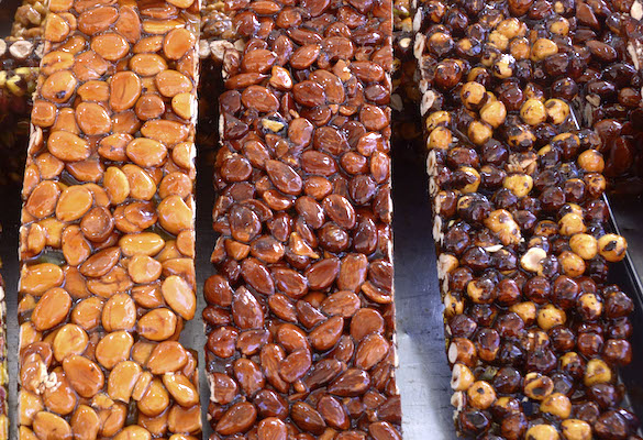 Bars of torrone, one of the most typical holiday sweets in Italy.