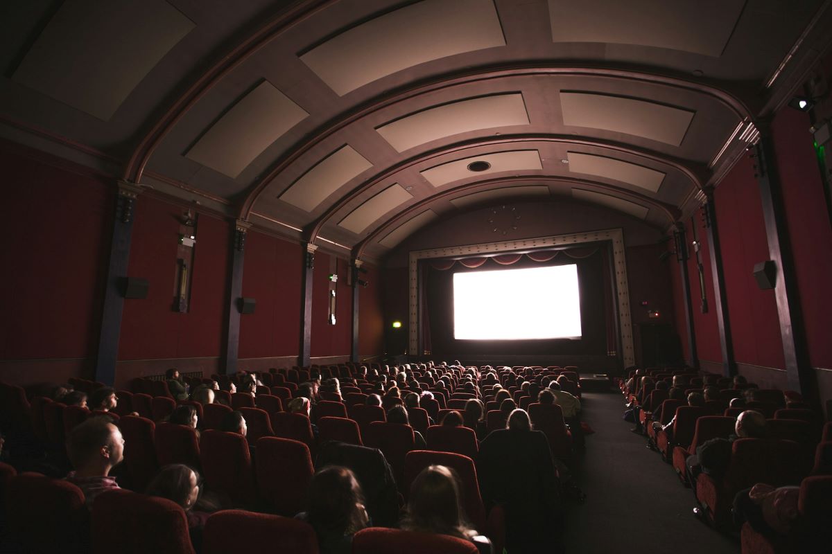 People sitting in a movie theater at a film festival in Lisbon in October. 