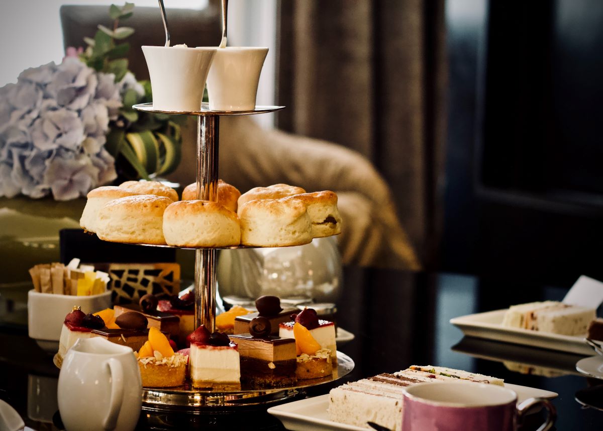 silver trays with pastries