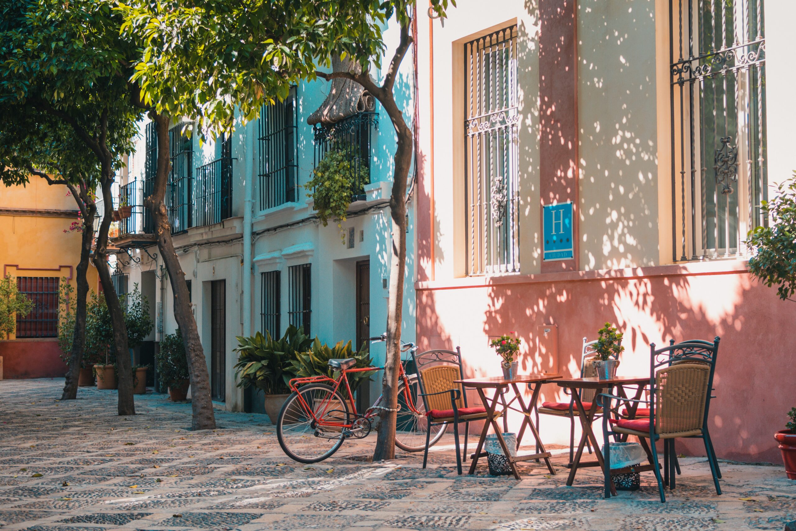 A quiet plaza in the santa cruz neighborhood of seville