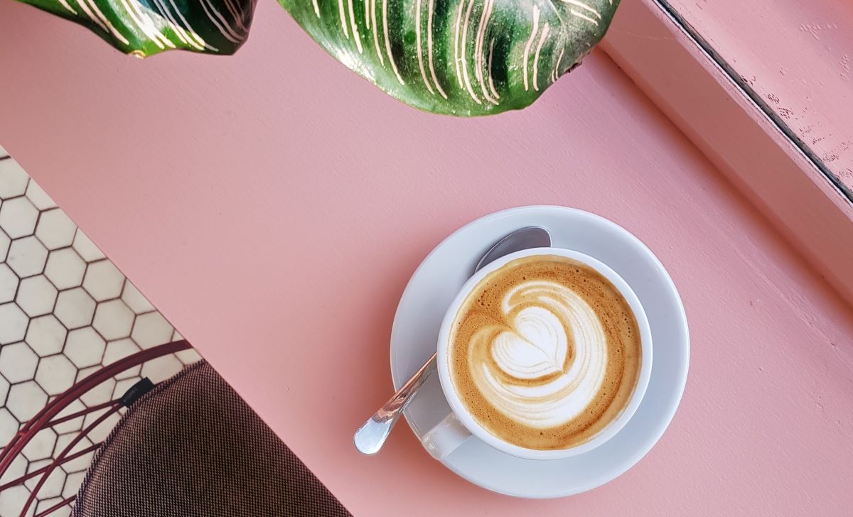 coffee on pink table