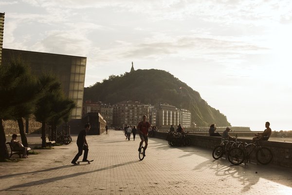 Zurriola Beach walkway in San Sebastian