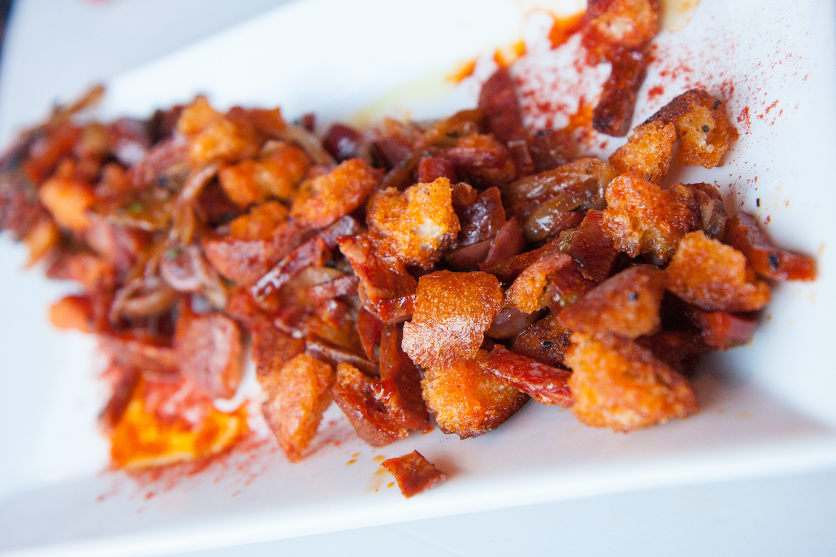 Spanish style fried breadcrumbs with peppers