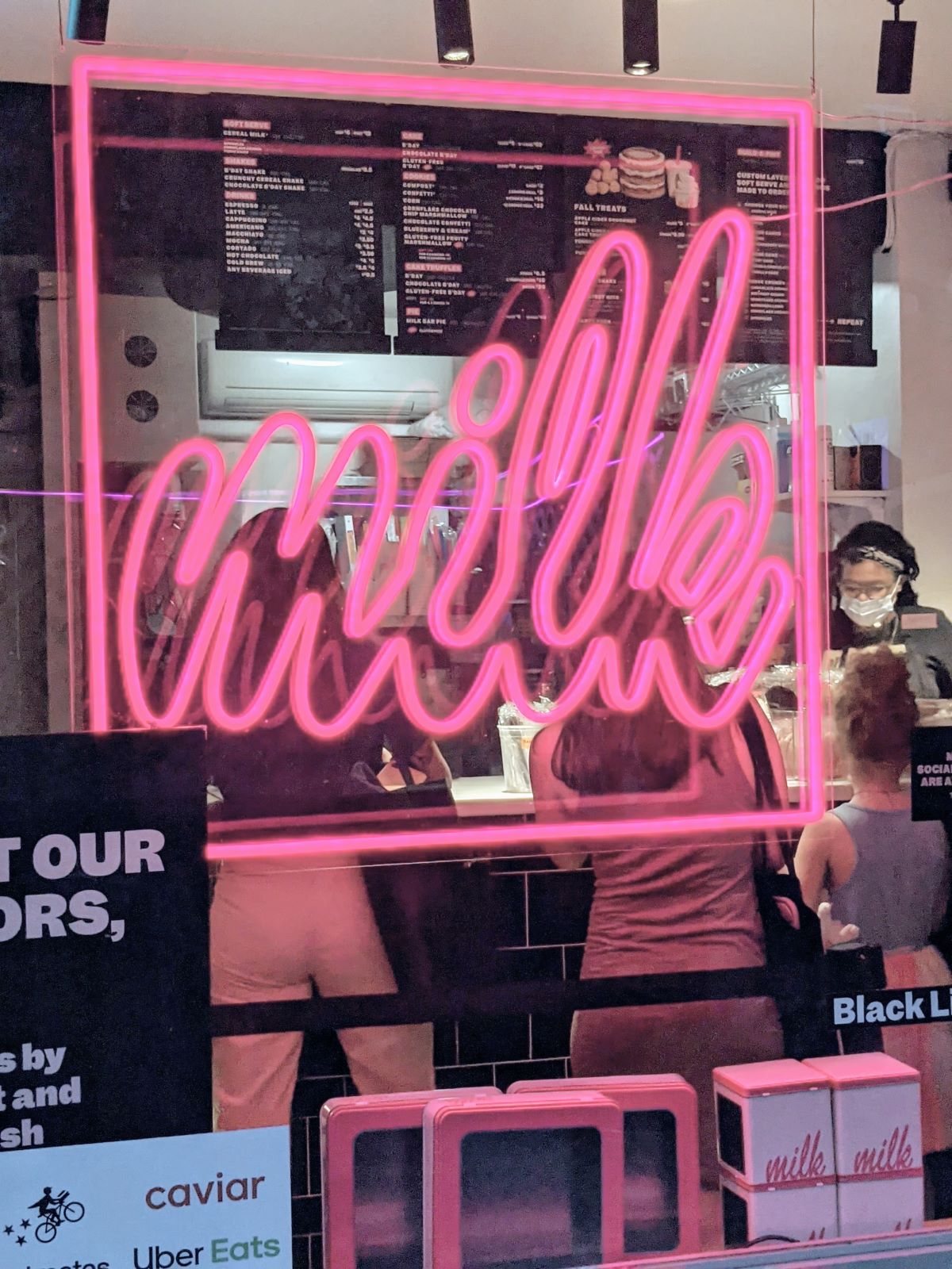 neon sign of New York city's best chef's eatery, milk