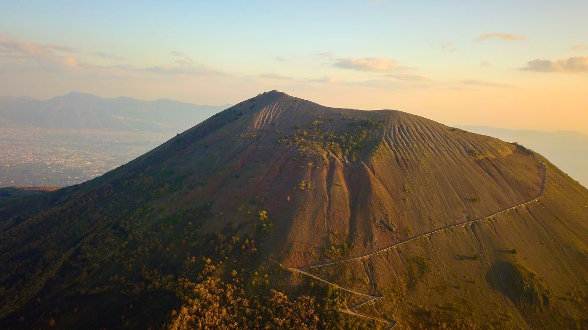 A view of Mount Vesuvius near Naples, Italy.