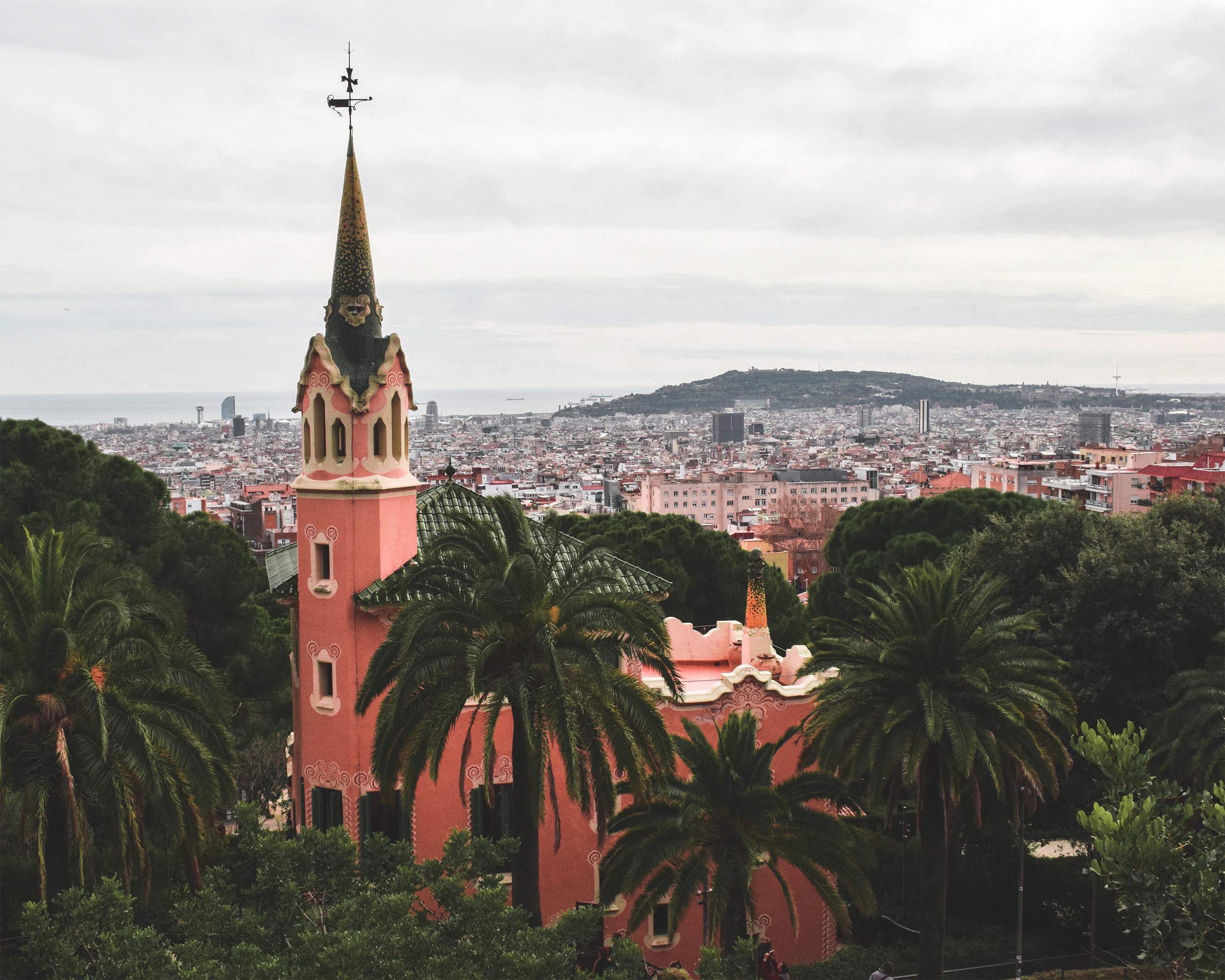 View of the Gaudi Museum and the city of Barcelona