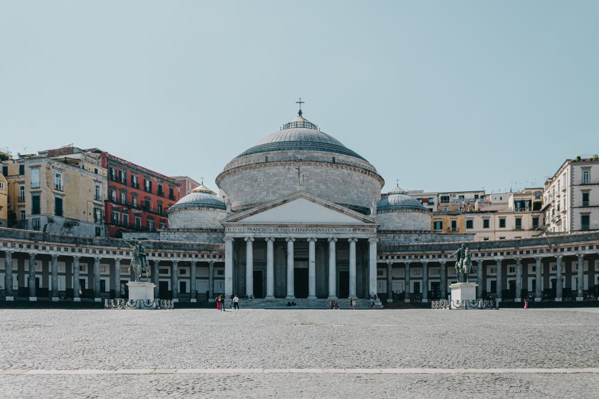 big empty square with old building