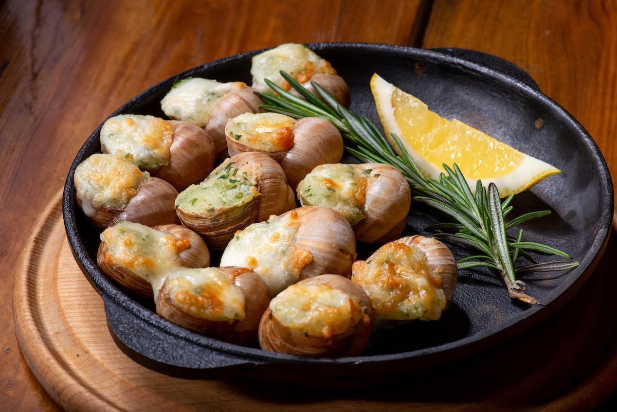 escargot cooked with lemon french christmas food