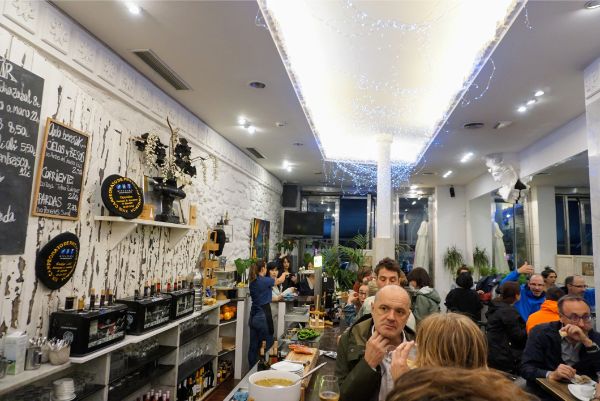 Crowded pintxos bar in San Sebastian