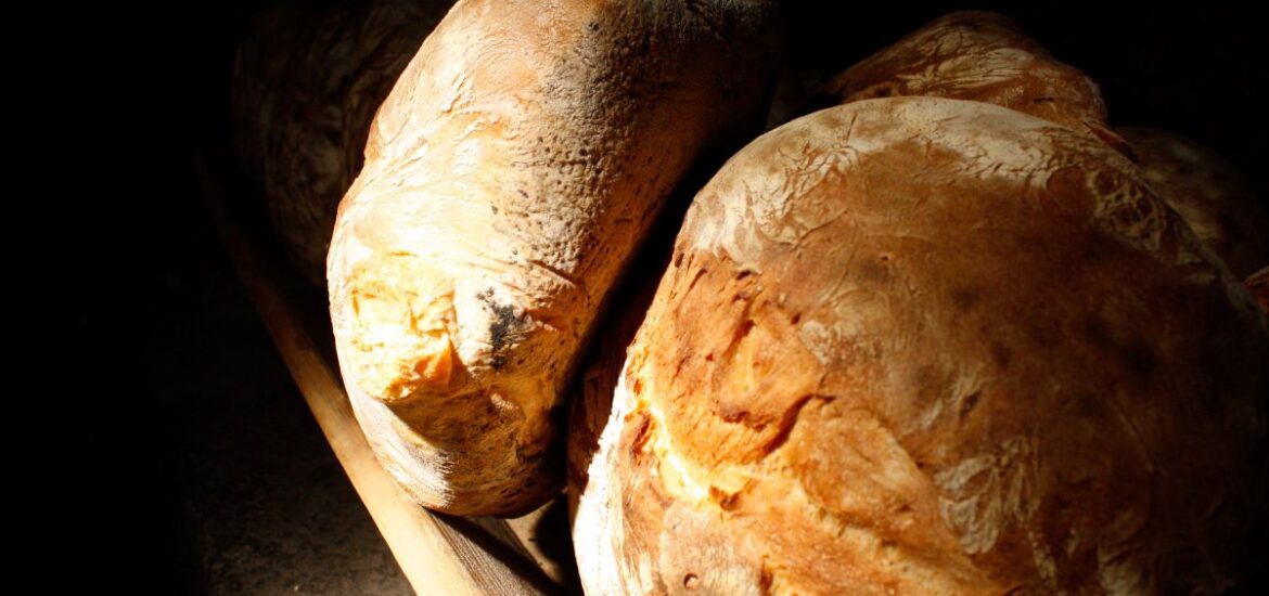 two large round loaves of bread.