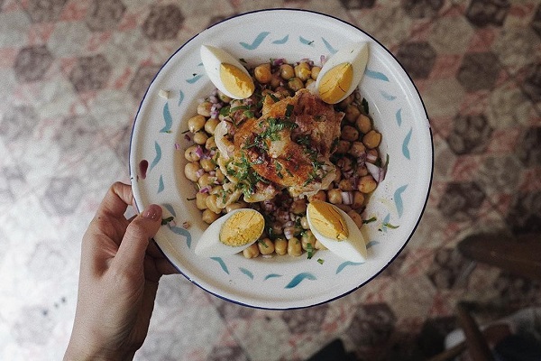 Cod (bacalhau) served in a Lisbon restaurant.